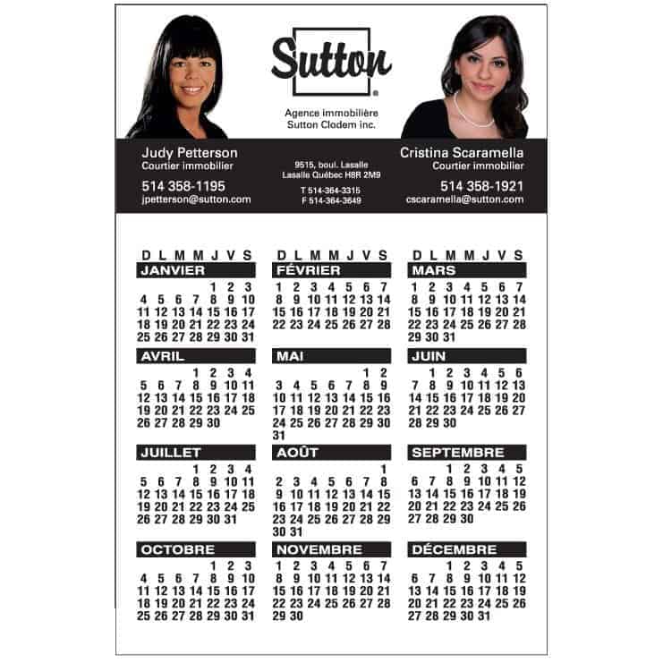 White Card Stock Magnetic Calendar - Printed Products