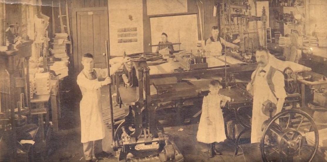 Inside old print shop - Pioneers of Vancouver Print